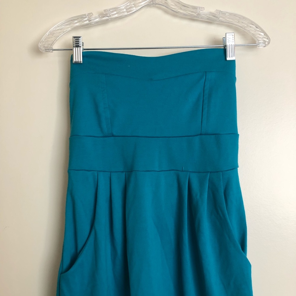 Boutique Teal strapless dress size large
